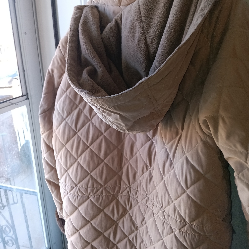 Vintage Basic Editions Tan Winter Coat With Fur T… - image 3